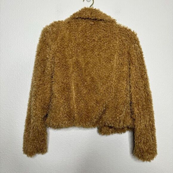 Blank NYC Coat Small Cropped Faux Fur Teddy Open Jacket Sahara Plush Lined - Picture 9 of 9